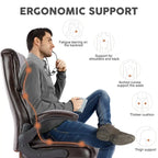High-Back Bonded Leather Office Chair with Flip-Up Armrests – Adjustable Height 18.11–21.87 in