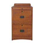 Mission Oak 2-Drawer File Cabinet with Writing Tray and Lock