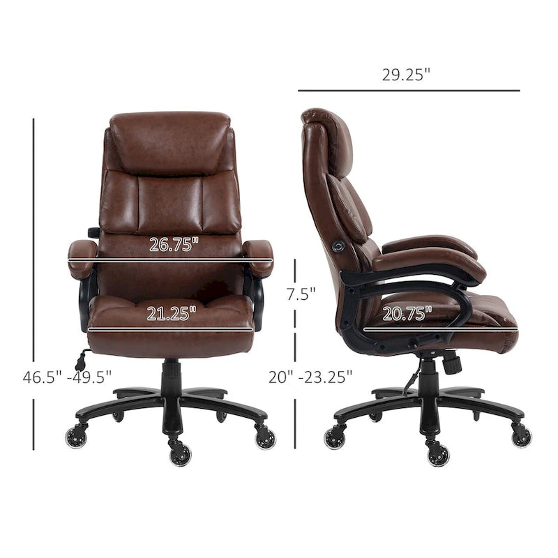 PU Leather Executive Office Chair – 400 lb Capacity, Adjustable Height 20–23.25 in