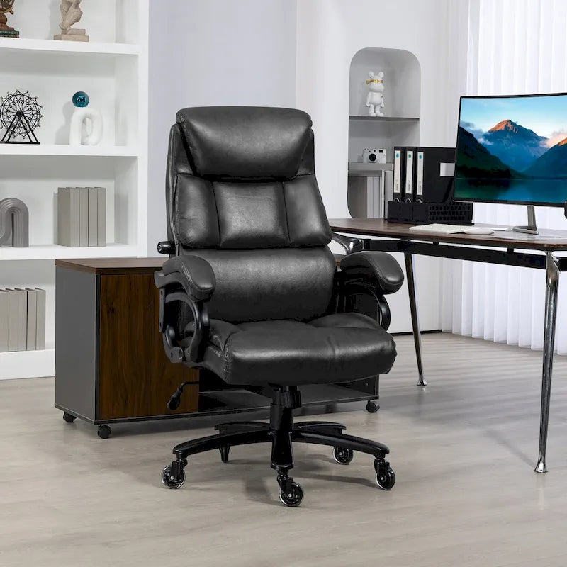 400lbs Big and Tall Executive Office Chair, PU Leather Computer Desk Chair with Adjustable Height