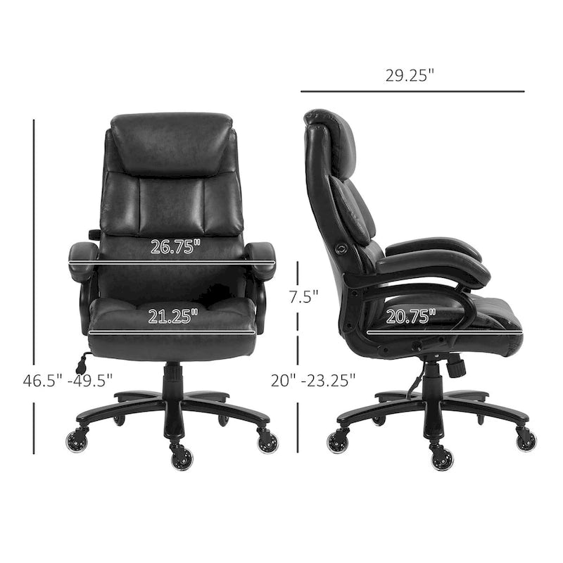 PU Leather Executive Office Chair – 400 lb Capacity, Adjustable Height 20–23.25 in