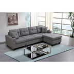 L-Shape Sectional Sofa with Chaise Lounge, Storage, and Cup Holder
