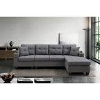 L-Shape Sectional Sofa with Chaise Lounge, Storage, and Cup Holder