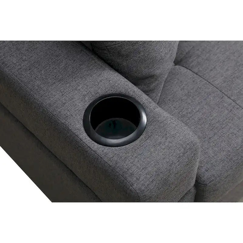 L-Shape Sectional Sofa with Chaise Lounge, Storage, and Cup Holder