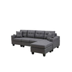 L-Shape Sectional Sofa with Chaise Lounge, Storage, and Cup Holder