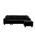 L-Shape Sectional Sofa with Chaise Lounge, Storage, and Cup Holder