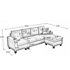 L-Shape Sectional Sofa with Chaise Lounge, Storage, and Cup Holder