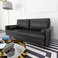 70-inch Tufted Faux Leather Sofa with Wood Legs – 2 Toss Pillows Included