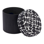 Storage Ottoman with Plush Fabric Top and Wood Body – Black & White