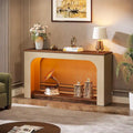 55-inch MDF Console Table with LED Lighting and Open Shelf – 55.12L x 11.81D x 33.46H in
