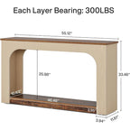 55-inch MDF Console Table with LED Lighting and Open Shelf – 55.12L x 11.81D x 33.46H in