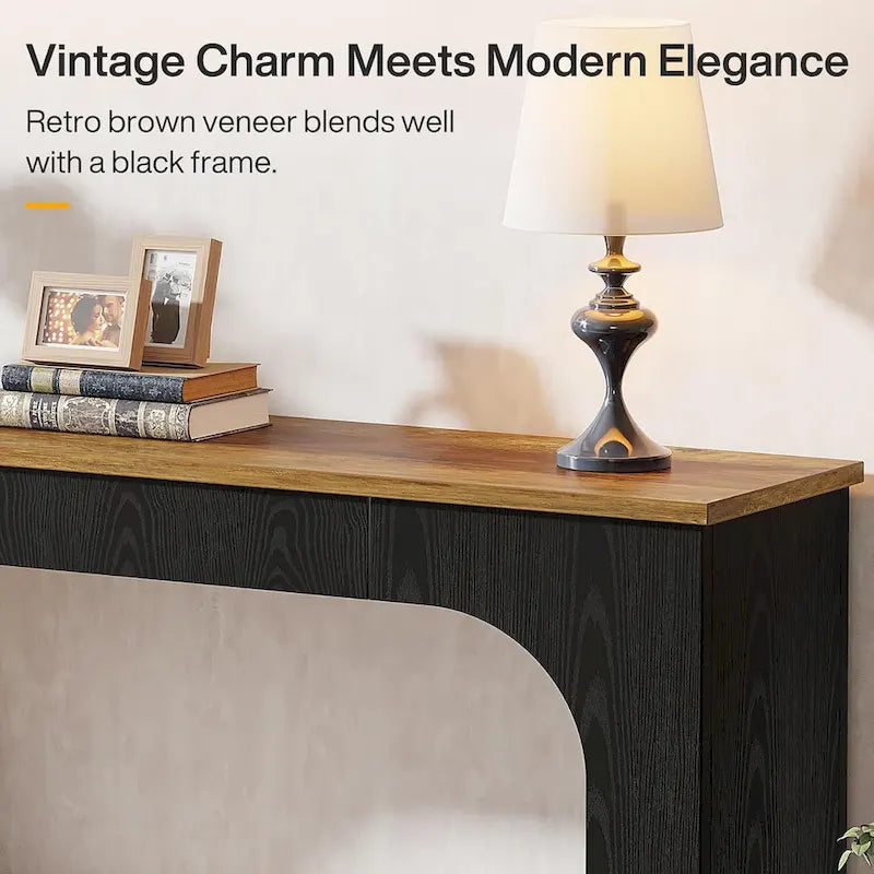 55-inch MDF Console Table with LED Lighting and Open Shelf – 55.12L x 11.81D x 33.46H in