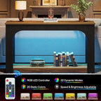 55-inch MDF Console Table with LED Lighting and Open Shelf – 55.12L x 11.81D x 33.46H in