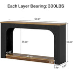 55-inch MDF Console Table with LED Lighting and Open Shelf – 55.12L x 11.81D x 33.46H in
