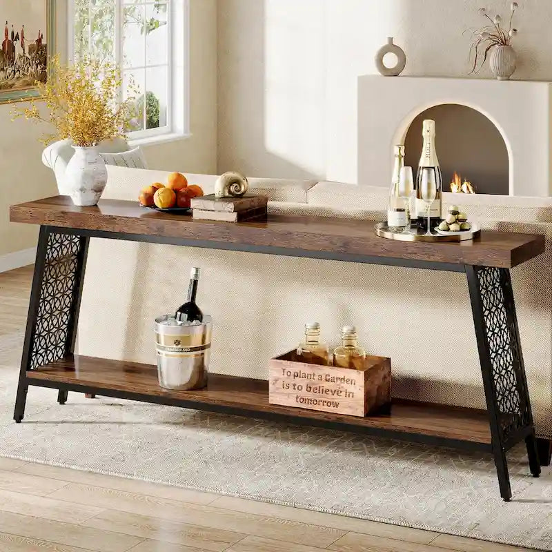 Industrial Console Table – 70.9 in Extra Long, 2-Tier Sofa & Entryway Table