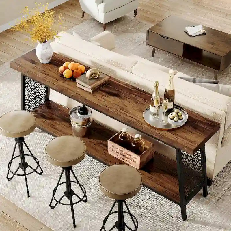 Industrial Console Table – 70.9 in Extra Long, 2-Tier Sofa & Entryway Table