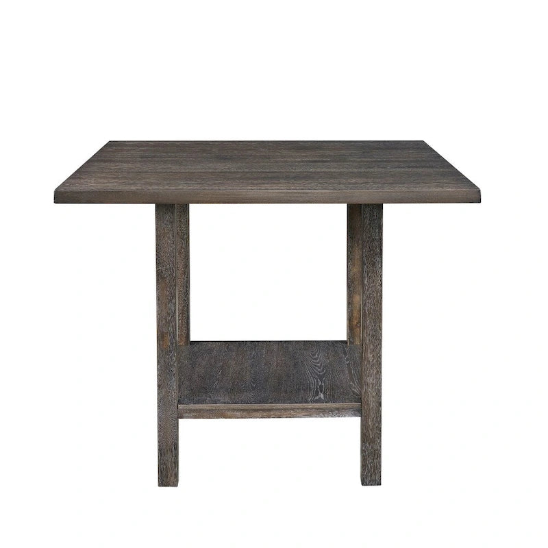 Square Counter-Height Table with Double Pedestal Base – 45W x 45D x 36H in, Distressed Grey