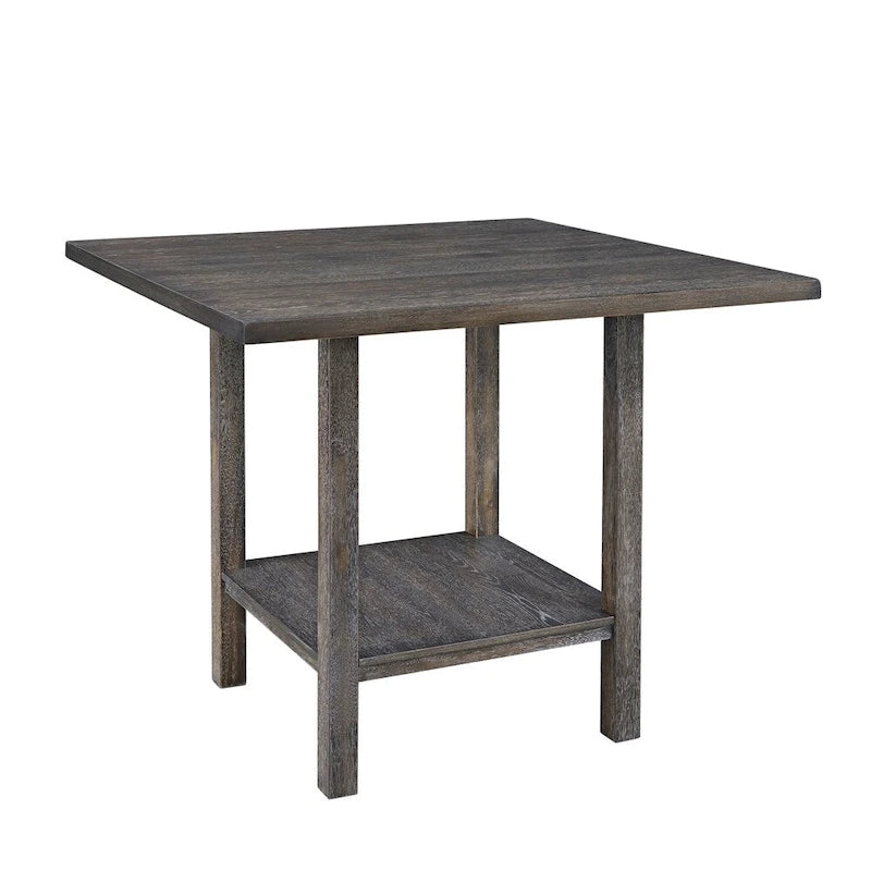 Square Counter-Height Table with Double Pedestal Base – 45W x 45D x 36H in, Distressed Grey