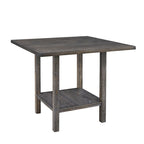 Square Counter-Height Table with Double Pedestal Base – 45W x 45D x 36H in, Distressed Grey