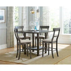 Square Counter-Height Table with Double Pedestal Base – 45W x 45D x 36H in, Distressed Grey