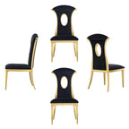 Black Velvet Dining Chairs with Gold Stainless Steel Legs – 20.47W x 24D x 42.5H in