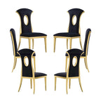 Black Velvet Dining Chairs with Gold Stainless Steel Legs – 20.47W x 24D x 42.5H in