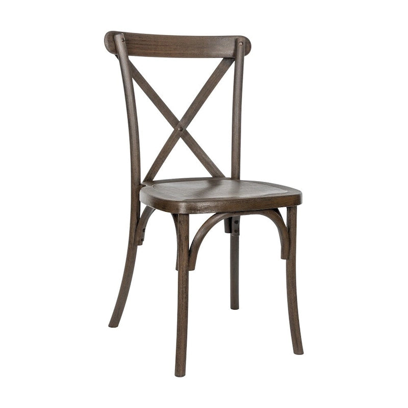 Indoor/Outdoor Commercial Grade Wood Look Resin Cross Back Chair - 19.25W x 19.75D x 35.25H