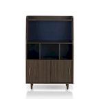 MDF Buffet Cabinet with Sliding Doors and Open Shelves – Wenge Finish, 32.91W x 15.74D x 53.11H in