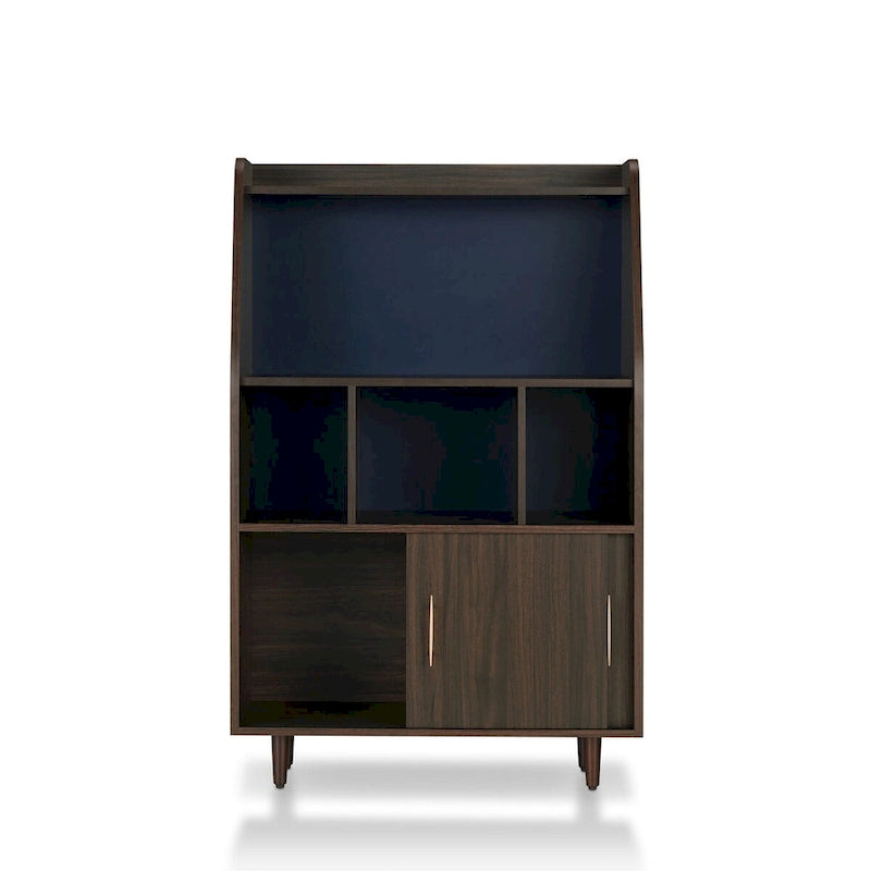 MDF Buffet Cabinet with Sliding Doors and Open Shelves – Wenge Finish, 32.91W x 15.74D x 53.11H in