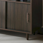 MDF Buffet Cabinet with Sliding Doors and Open Shelves – Wenge Finish, 32.91W x 15.74D x 53.11H in