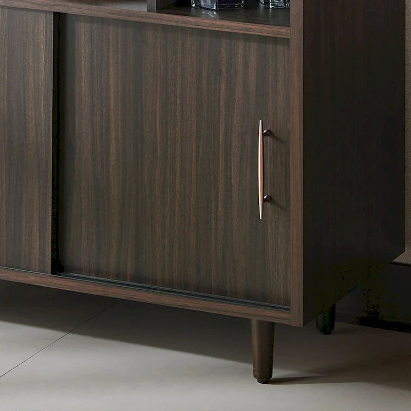 MDF Buffet Cabinet with Sliding Doors and Open Shelves – Wenge Finish, 32.91W x 15.74D x 53.11H in