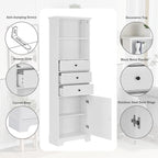 68-inch Freestanding Bathroom Cabinet with 3 Drawers and Adjustable Shelves – MDF
