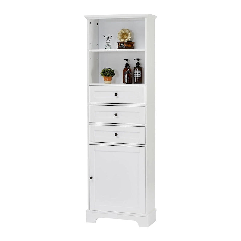 68-inch Freestanding Bathroom Cabinet with 3 Drawers and Adjustable Shelves – MDF