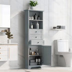 68-inch Freestanding Bathroom Cabinet with 3 Drawers and Adjustable Shelves – MDF