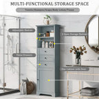 68-inch Freestanding Bathroom Cabinet with 3 Drawers and Adjustable Shelves – MDF