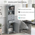 68-inch Freestanding Bathroom Cabinet with 3 Drawers and Adjustable Shelves – MDF