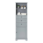 68-inch Freestanding Bathroom Cabinet with 3 Drawers and Adjustable Shelves – MDF