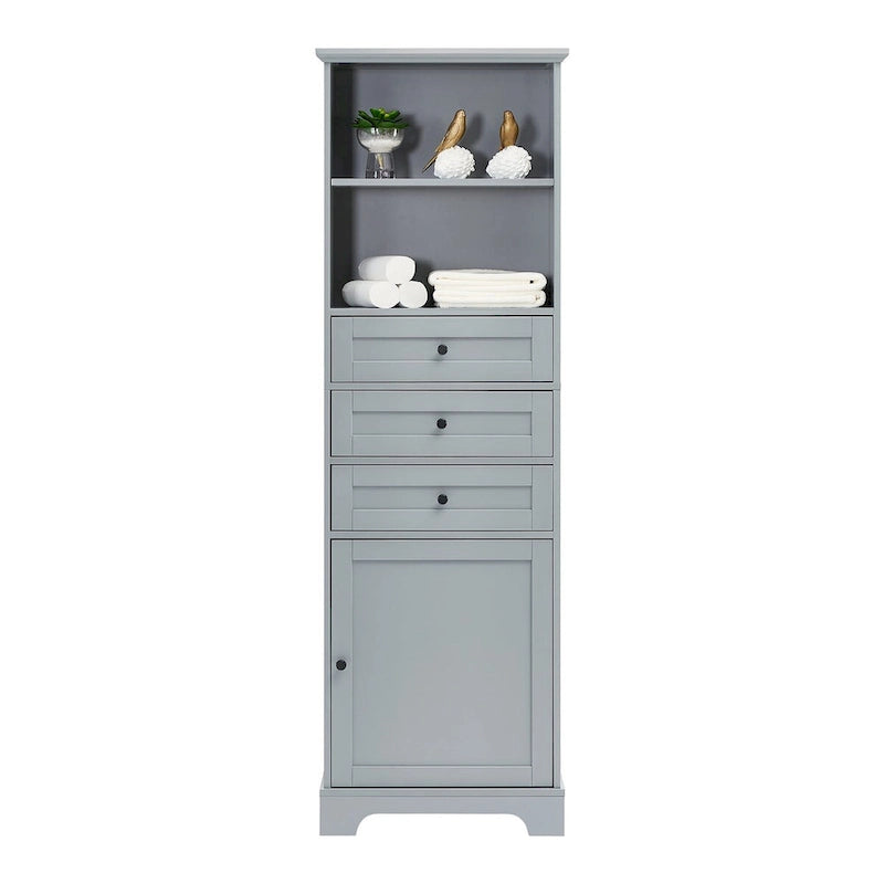 68-inch Freestanding Bathroom Cabinet with 3 Drawers and Adjustable Shelves – MDF