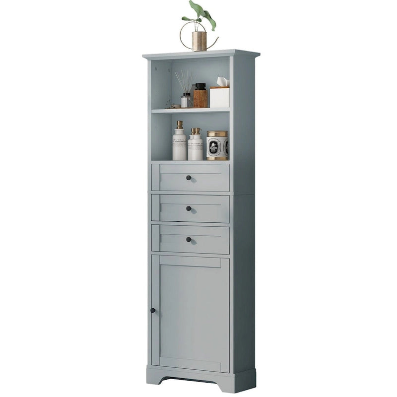 68-inch Freestanding Bathroom Cabinet with 3 Drawers and Adjustable Shelves – MDF