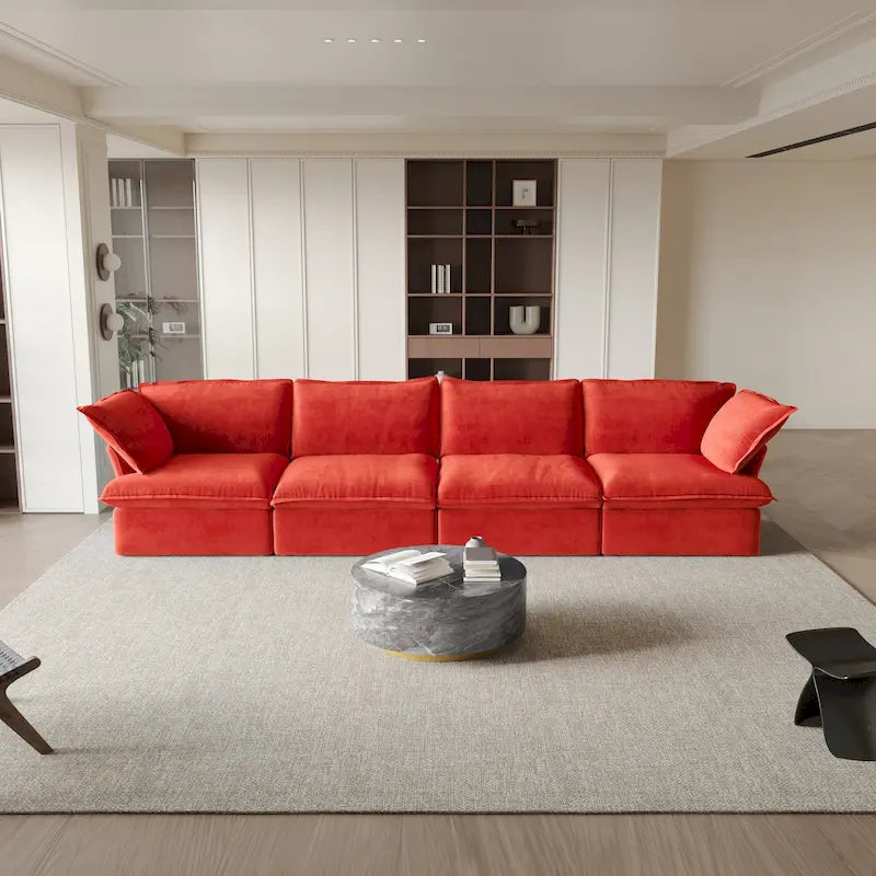 Modular Velvet Sofa – 3 or 4 Seat, Removable Covers, Pine Wood Frame