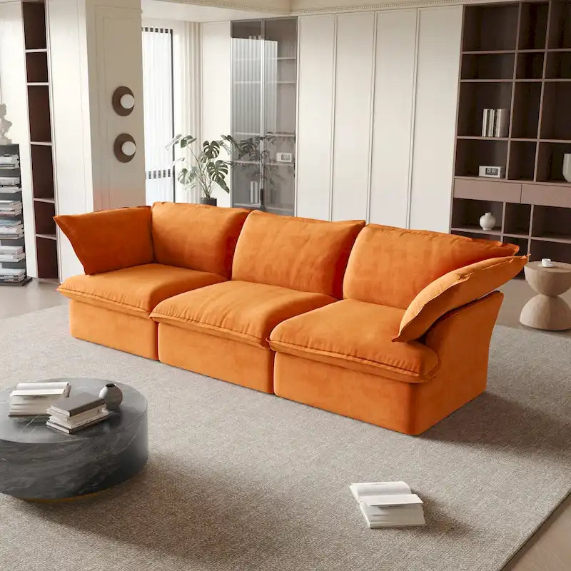 Modular Velvet Sofa – 3 or 4 Seat, Removable Covers, Pine Wood Frame