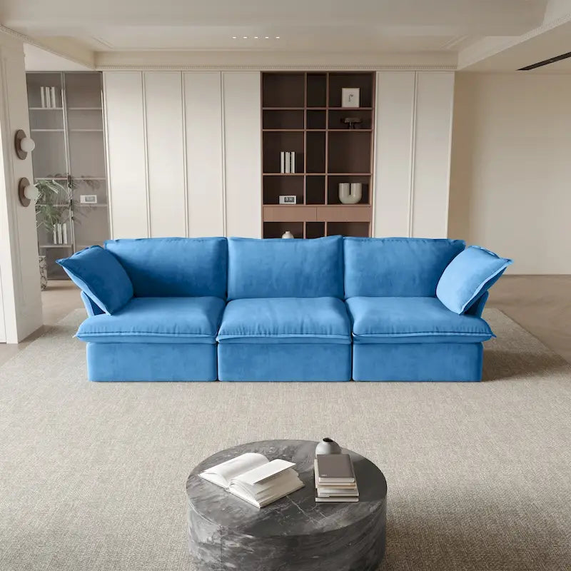 Modular Velvet Sofa – 3 or 4 Seat, Removable Covers, Pine Wood Frame