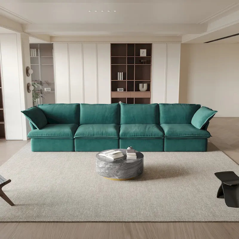 Modular Velvet Sofa – 3 or 4 Seat, Removable Covers, Pine Wood Frame