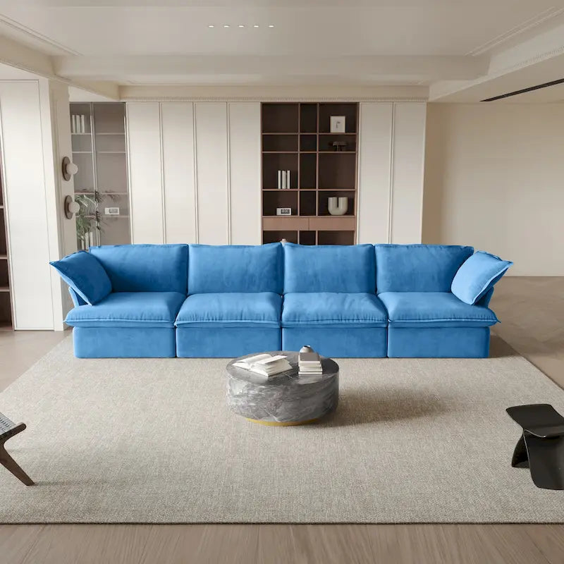 Modular Velvet Sofa – 3 or 4 Seat, Removable Covers, Pine Wood Frame