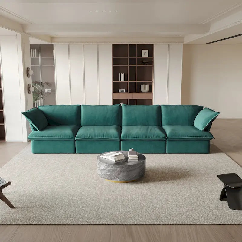 Modular Velvet Sofa – 3 or 4 Seat, Removable Covers, Pine Wood Frame