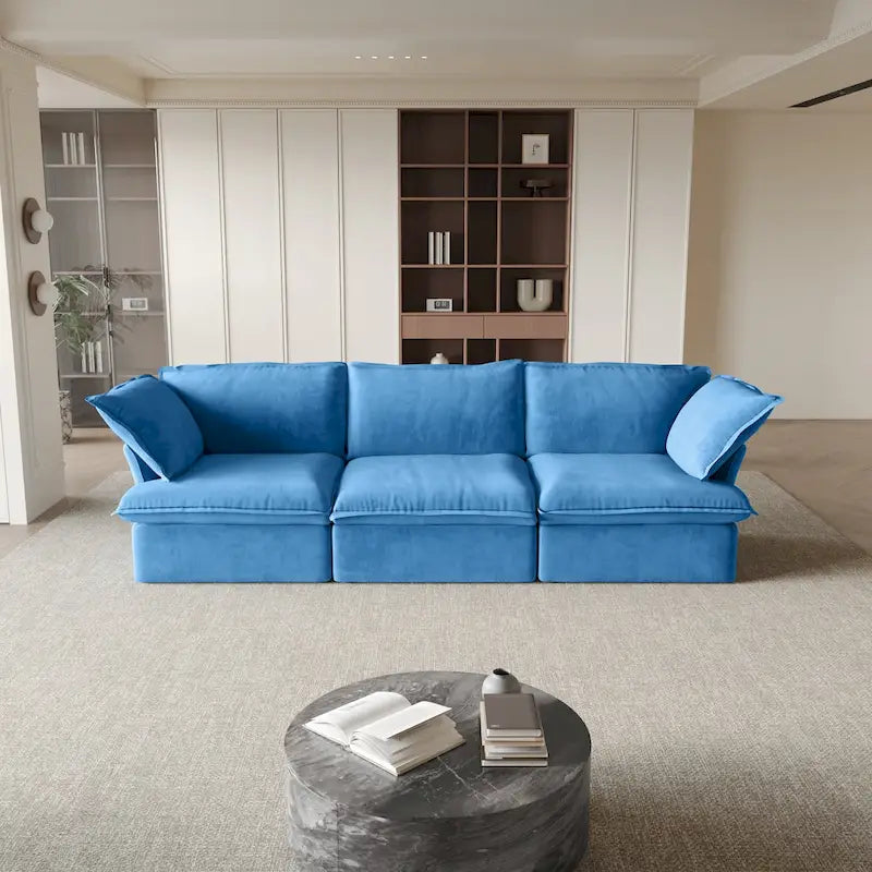 Modular Velvet Sofa – 3 or 4 Seat, Removable Covers, Pine Wood Frame