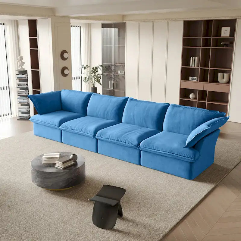Modular Velvet Sofa – 3 or 4 Seat, Removable Covers, Pine Wood Frame