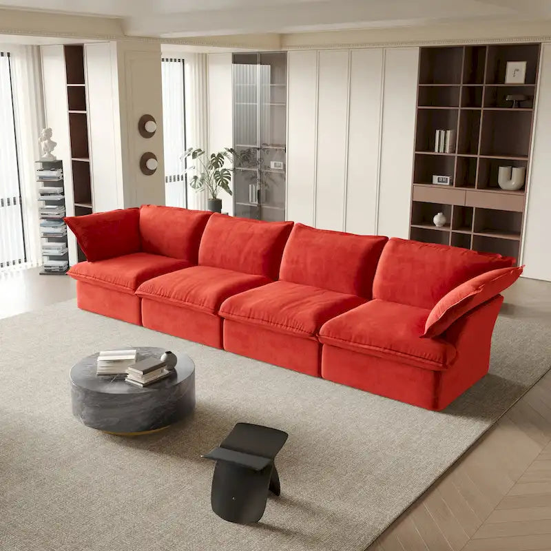 Modular Velvet Sofa – 3 or 4 Seat, Removable Covers, Pine Wood Frame