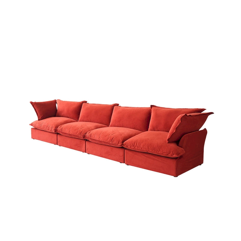 Modular Velvet Sofa – 3 or 4 Seat, Removable Covers, Pine Wood Frame