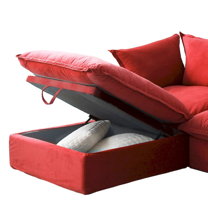 Modular Velvet Sofa – 3 or 4 Seat, Removable Covers, Pine Wood Frame